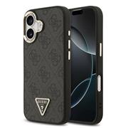 Guess PU Leather 4G Triangle Logo Gold Frame MagSafe Zadní Kryt pro iPhone 17 Black