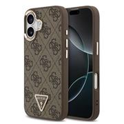 Guess PU Leather 4G Triangle Logo Gold Frame MagSafe Zadní Kryt pro iPhone 17 Brown