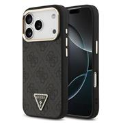 Guess PU Leather 4G Triangle Logo Gold Frame MagSafe Zadní Kryt pro iPhone 17 Pro Black