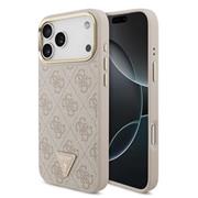 Guess PU Leather 4G Triangle Logo Gold Frame MagSafe Zadní Kryt pro iPhone 17 Pro Max Pink