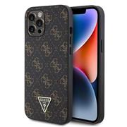 Guess PU Leather 4G Triangle Metal Logo Zadní Kryt pro iPhone 12 Pro Max Black
