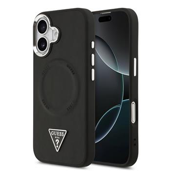 Guess PU Leather Triangle Logo MagSafe Zadní Kryt pro iPhone 17 Black