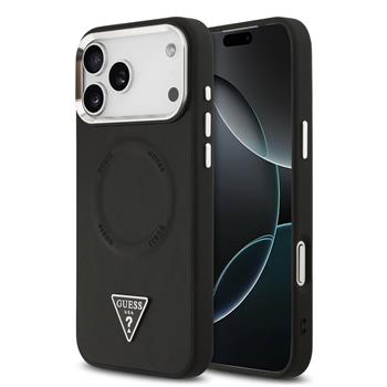 Guess PU Leather Triangle Logo MagSafe Zadní Kryt pro iPhone 17 Pro Black