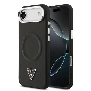 Guess PU Leather Triangle Logo MagSafe Zadní Kryt pro iPhone Air Black