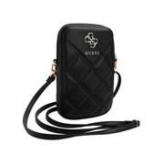 Guess PU Quilted 4G Metal Logo Taška na Telefon se Zipem Black