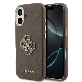 Guess PU Resin Logo Zadní Kryt pro iPhone 17 Brown