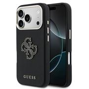 Guess PU Resin Logo Zadní Kryt pro iPhone 17 Pro Black