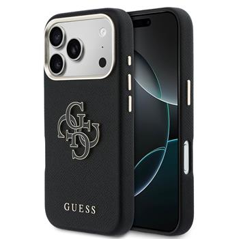 Guess PU Resin Logo Zadní Kryt pro iPhone 17 Pro Max Black