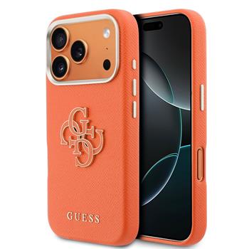 Guess PU Resin Logo Zadní Kryt pro iPhone 17 Pro Orange