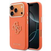 Guess PU Resin Logo Zadní Kryt pro iPhone 17 Pro Orange