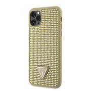 Guess Rhinestones Triangle Metal Logo Kryt pro iPhone 11 Pro Max Gold