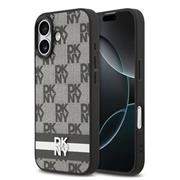 DKNY PU Leather Checkered Pattern and Stripe Zadní Kryt pro iPhone 17 Black