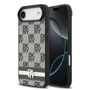 DKNY PU Leather Checkered Pattern and Stripe Zadní Kryt pro iPhone Air Black