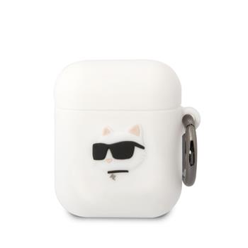 Karl Lagerfeld 3D Logo NFT Choupette Head Silikonové Pouzdro pro Airpods 1/2 White