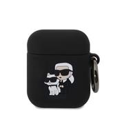 Karl Lagerfeld 3D Logo NFT Karl and Choupette Silikonové Pouzdro pro AirPods 1/2 Black