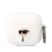 Karl Lagerfeld 3D Logo NFT Karl Head Silikonové Pouzdro pro Airpods 3 White