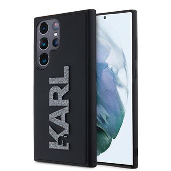 Karl Lagerfeld 3D Rubber Glitter Logo Zadní Kryt pro Samsung Galaxy S24 Ultra Black