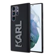 Karl Lagerfeld 3D Rubber Glitter Logo Zadní Kryt pro Samsung Galaxy S24 Ultra Black