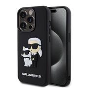 Karl Lagerfeld 3D Rubber Karl and Choupette Zadní Kryt pro iPhone 13 Pro Black