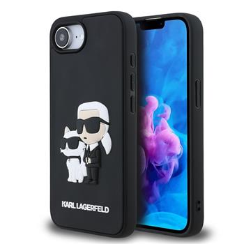 Karl Lagerfeld 3D Rubber Karl and Choupette Zadní Kryt pro iPhone 16e/17e Black