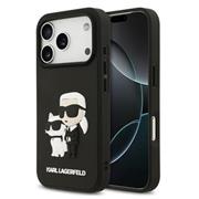 Karl Lagerfeld 3D Rubber Karl and Choupette Zadní Kryt pro iPhone 17 Pro Black
