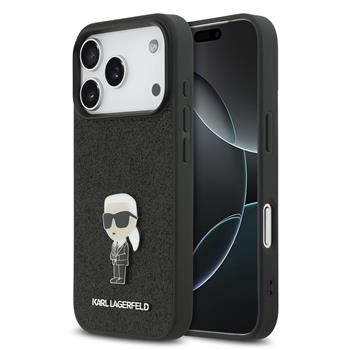 Karl Lagerfeld Fixed Glitter Metal Ikonik Zadní Kryt pro iPhone 17 Pro Black