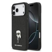Karl Lagerfeld Fixed Glitter Metal Ikonik Zadní Kryt pro iPhone 17 Pro Max Black