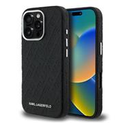 Karl Lagerfeld Grained PU Repeated Logo MagSafe Zadní Kryt pro iPhone 16 Pro Max Black