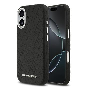 Karl Lagerfeld Grained PU Repeated Logo MagSafe Zadní Kryt pro iPhone 17 Black