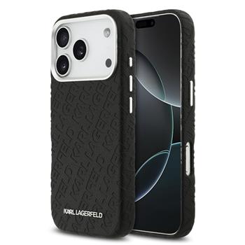 Karl Lagerfeld Grained PU Repeated Logo MagSafe Zadní Kryt pro iPhone 17 Pro Black