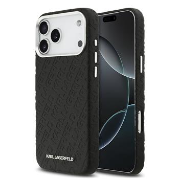 Karl Lagerfeld Grained PU Repeated Logo MagSafe Zadní Kryt pro iPhone 17 Pro Max Black
