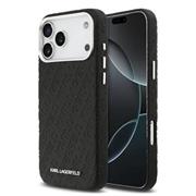 Karl Lagerfeld Grained PU Repeated Logo MagSafe Zadní Kryt pro iPhone 17 Pro Max Black