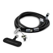 Karl Lagerfeld Ikonik Charm Popruh s Integrovaným Nabíjecím Kabelem USB-C/USB-C Black