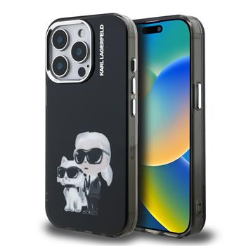 Karl Lagerfeld IML Aquarelle Karl and Choupette Zadní Kryt pro iPhone 15 Pro Black