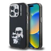 Karl Lagerfeld IML Aquarelle Karl and Choupette Zadní Kryt pro iPhone 15 Pro Black