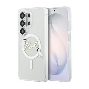 Karl Lagerfeld IML Choupette Karl Script Logo Magnetic Zadní Kryt pro Samsung Galaxy S26 Ultra Transparent