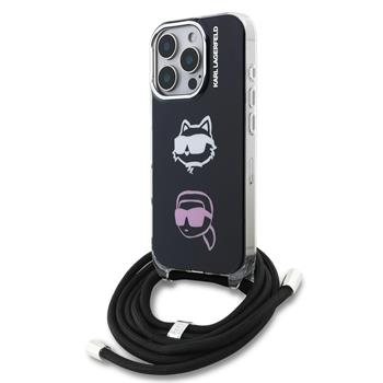 Karl Lagerfeld IML Crossbody K&CH Heads Zadní Kryt pro iPhone 16 Pro Black