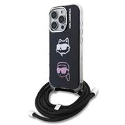 Karl Lagerfeld IML Crossbody K&CH Heads Zadní Kryt pro iPhone 16 Pro Black