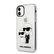 Karl Lagerfeld IML Glitter Karl and Choupette NFT Zadní Kryt pro iPhone 11 Transparent