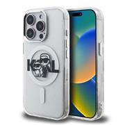 Karl Lagerfeld IML Glitter Karl and Choupette Sketch MagSafe Zadní Kryt pro iPhone 15 Pro Transparent