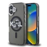 Karl Lagerfeld IML Glitter Karl and Choupette Sketch MagSafe Zadní Kryt pro iPhone 16 Black