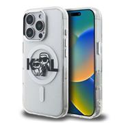 Karl Lagerfeld IML Glitter Karl and Choupette Sketch MagSafe Zadní Kryt pro iPhone 16 Pro Max Transparent
