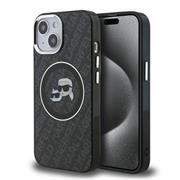 Karl Lagerfeld IML K&CH Heads Repeated Logo MagSafe Zadní Kryt pro iPhone 15 Black