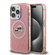 Karl Lagerfeld IML K&CH Heads Repeated Logo MagSafe Zadní Kryt pro iPhone 15 Pro Max Pink