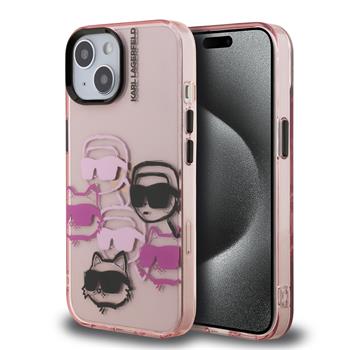 Karl Lagerfeld IML Multi K&CH Heads Zadní Kryt pro iPhone 15 Pink