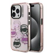 Karl Lagerfeld IML Multi K&CH Heads Zadní Kryt pro iPhone 15 Pro Pink