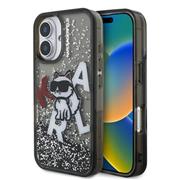 Karl Lagerfeld Liquid Glitter Scattered Choupette Zadní Kryt pro iPhone 16 Black