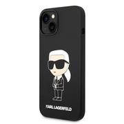 Karl Lagerfeld Liquid Silicone Ikonik NFT Zadní Kryt pro iPhone 14 Plus Black