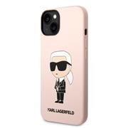 Karl Lagerfeld Liquid Silicone Ikonik NFT Zadní Kryt pro iPhone 14 Plus Pink