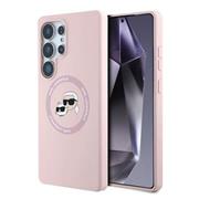 Karl Lagerfeld Liquid Silicone K&CH Heads MagSafe Zadní Kryt pro Samsung Galaxy S25 Ultra Pink